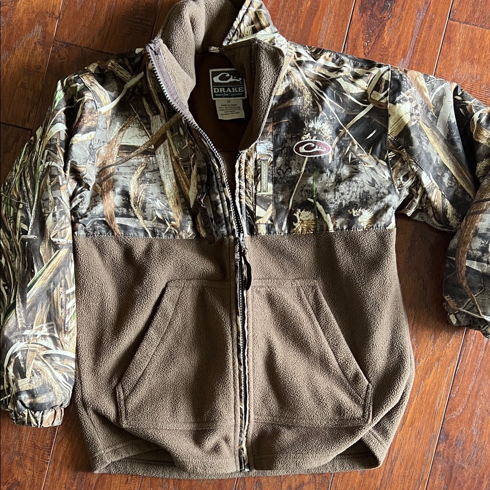Drake Kids Camouflage and Brown Puffer Jacket - SIZE 10
